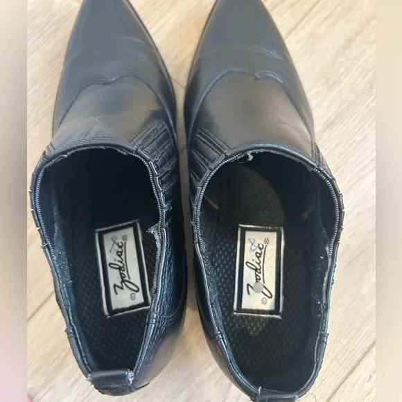 Y2K Zodiac Western Point Toe Shootie Bootie 8 Black Suede Leather Ankle Boot - Picture 5 of 9